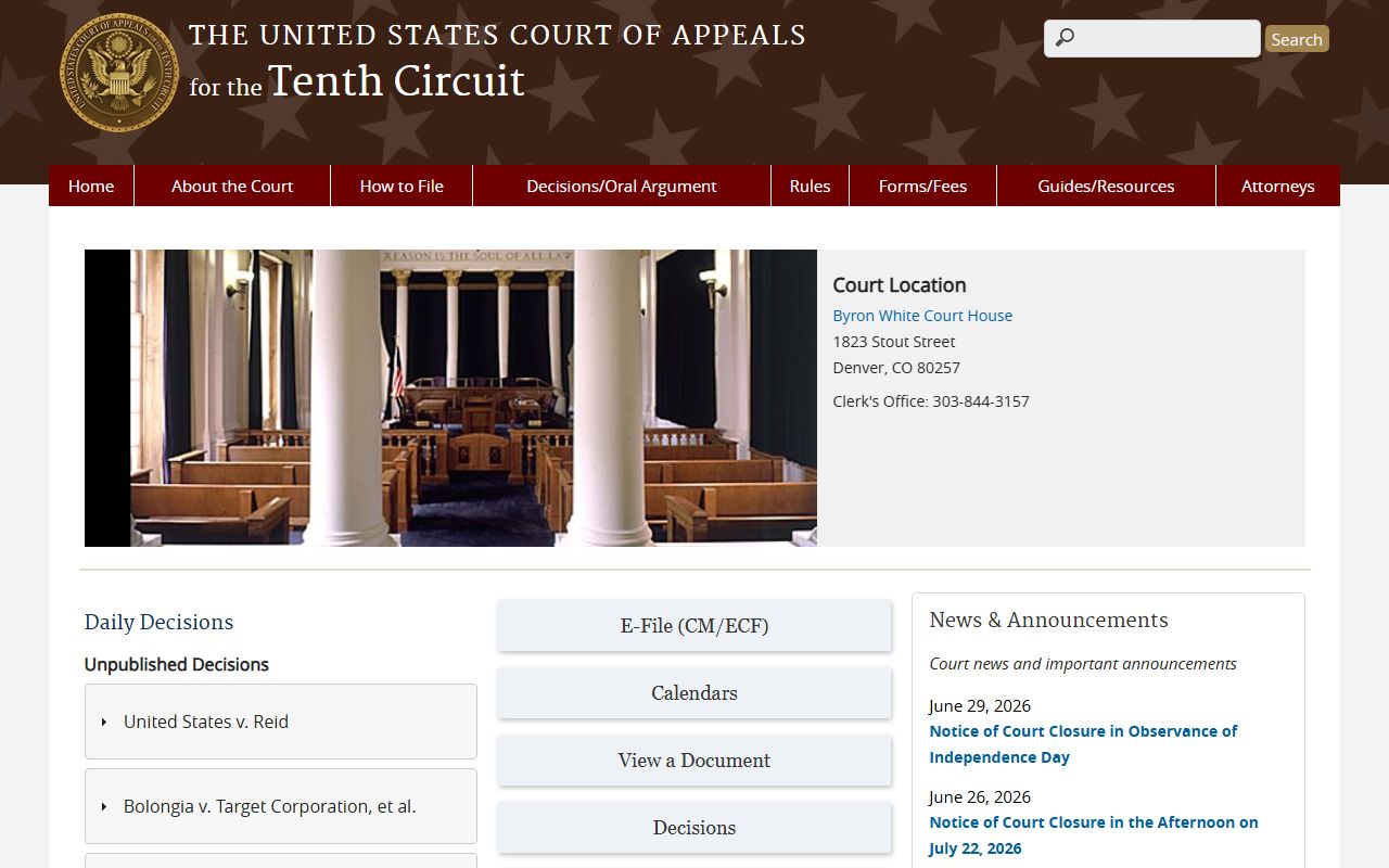 Cheyenne County court dockets Tenth Circuit appellate records