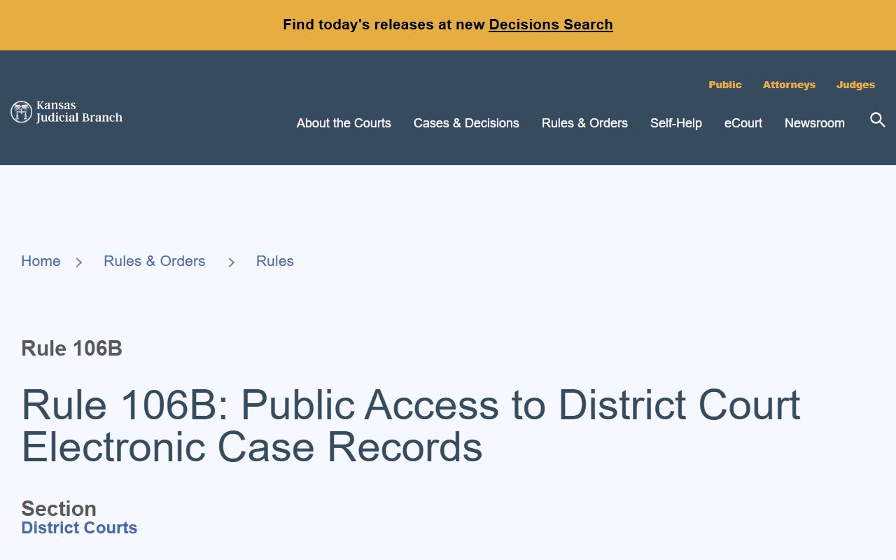 Cheyenne County court records Kansas Supreme Court Rule 106B
