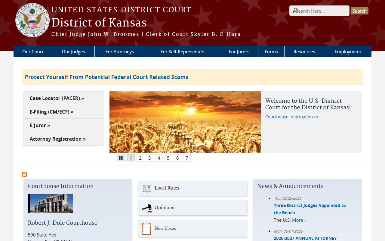 Cheyenne County criminal court records federal District of Kansas distinction