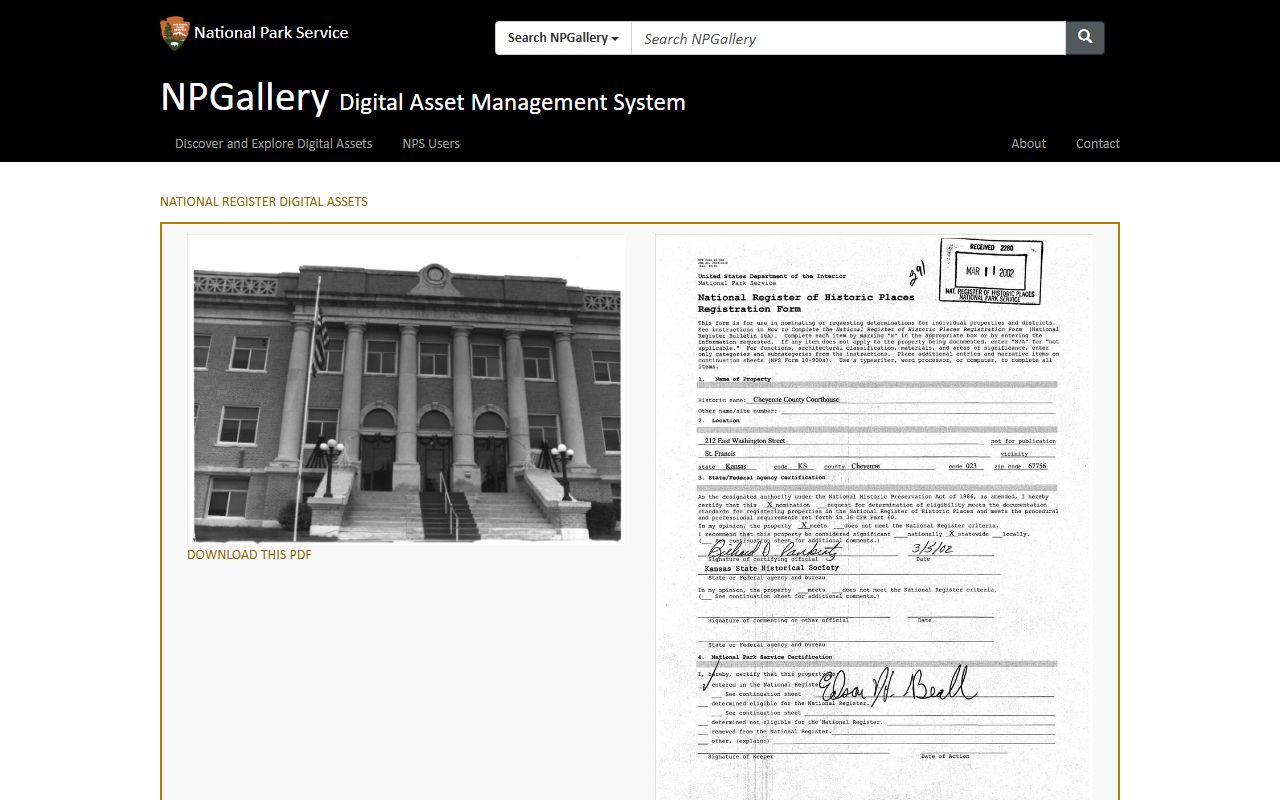 Cheyenne County District Court courthouse National Register record